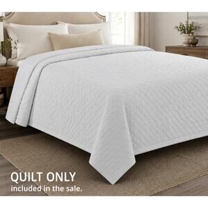 NEW Quilt Set Queen Size WHITE Bedding NIB SEALED 2 Pillow Shams